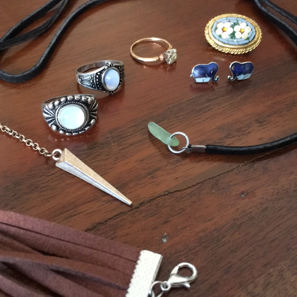 Jewelry Lot - Earrings, Rings, Necklaces, Brooch